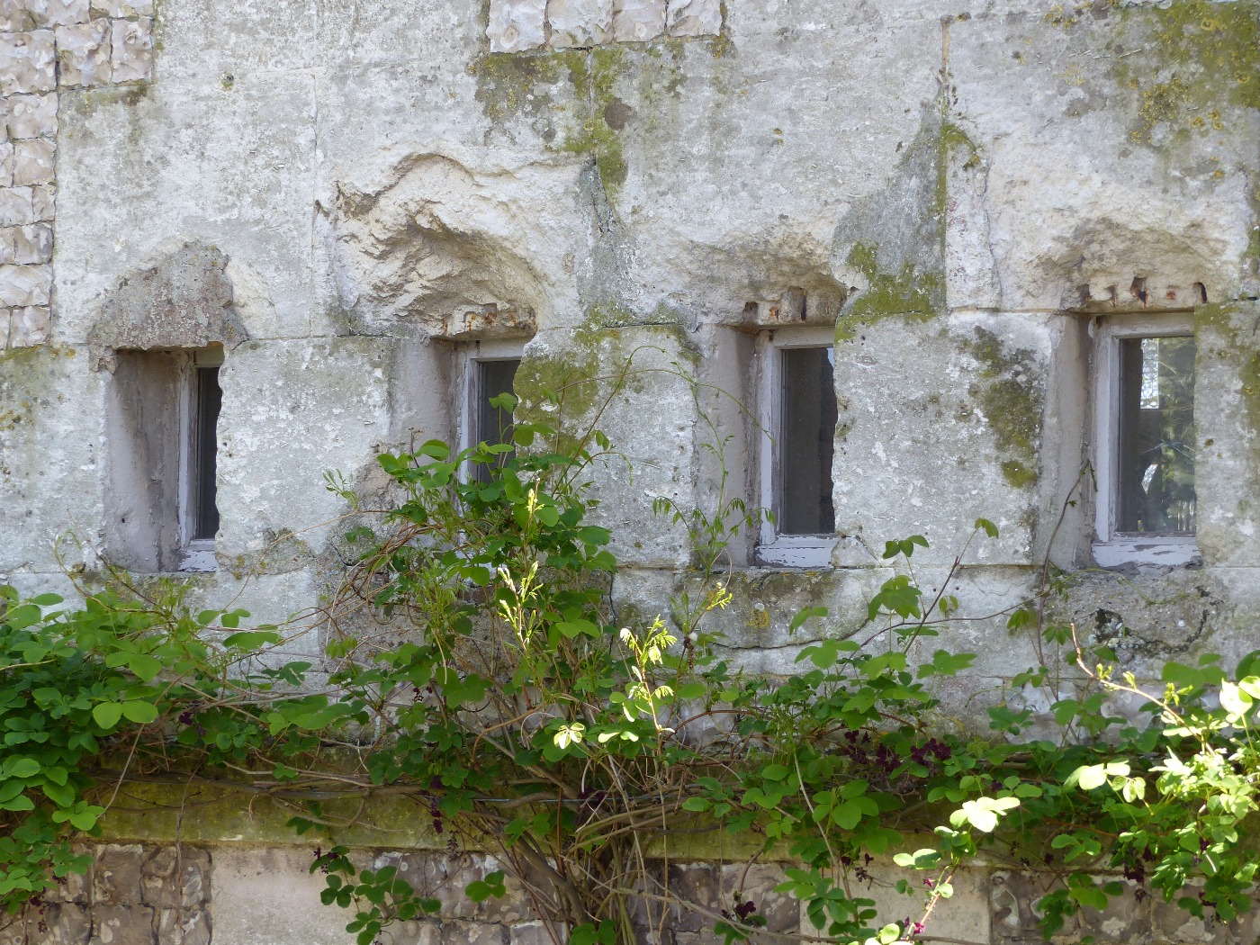 Fenêtres d'un manoir en pierre à vendre proche d'Etretat