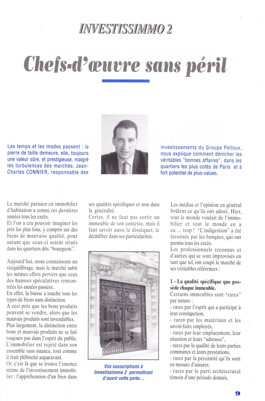Article de Jean-Charles CONNIER Page 9 du Magazine des associés du GROUPE PELLOUX n° 6 de mai 1993