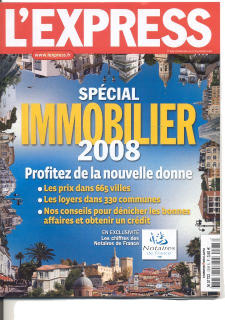 NOS PUBLICITES ONT ETE DANS LE MAGAZINE L'EXPRESS DU 4 SEPTEMBRE 2008.