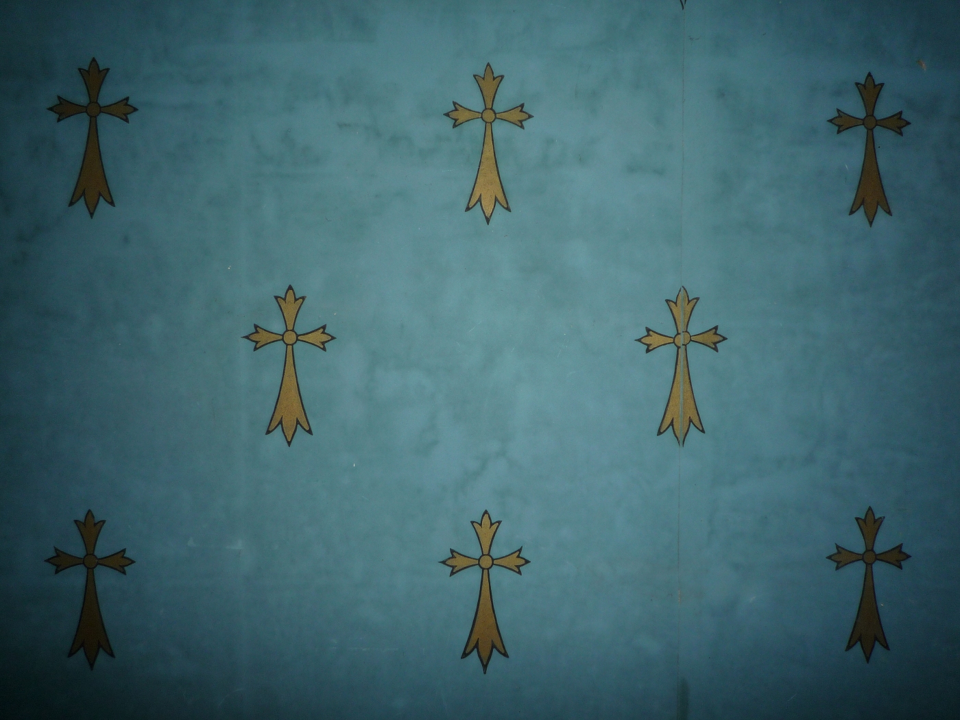 papier peint bleu ancien d'un manoir à vendre proche de la cote d'albatre