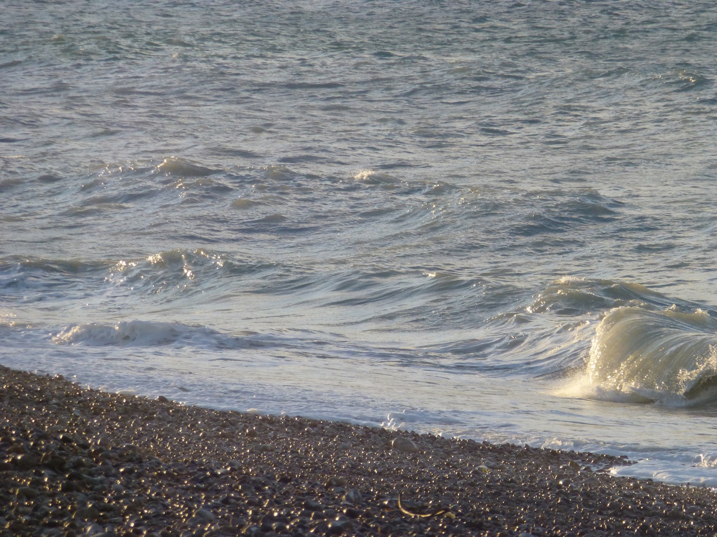 Vagues sur la plage de Veules les roses en hiver en haute normandie